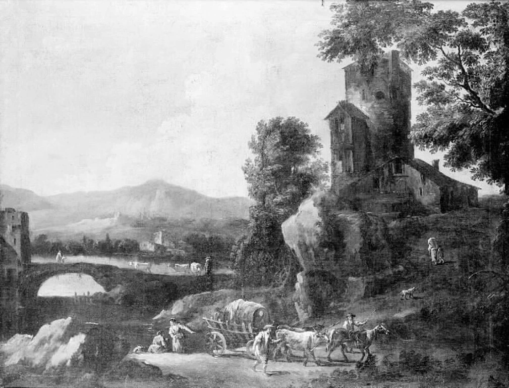 Paesaggio montano con edifici pittoreschi - Statens Museum for Kunst